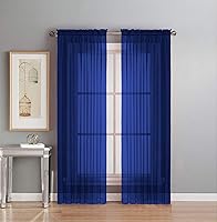 Vista 19 de Interior Trends Juego de 2 paneles de cortina de gasa transparente totalmente cosidas para ventana con cortinajes (63 pulgadas de largo, ladrillo)