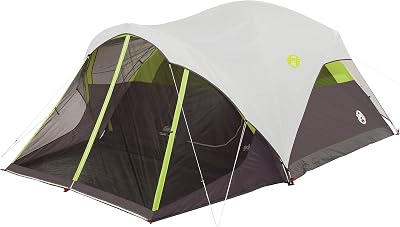 Tienda de campaña Coleman Steel Creek para 6 personas con porche blindado y mosca de la lluvia integrada, tienda de campaña resistente a la intemperie con sala de pantalla instalada en minutos, se adapta a una plataforma de aire tamaño queen
