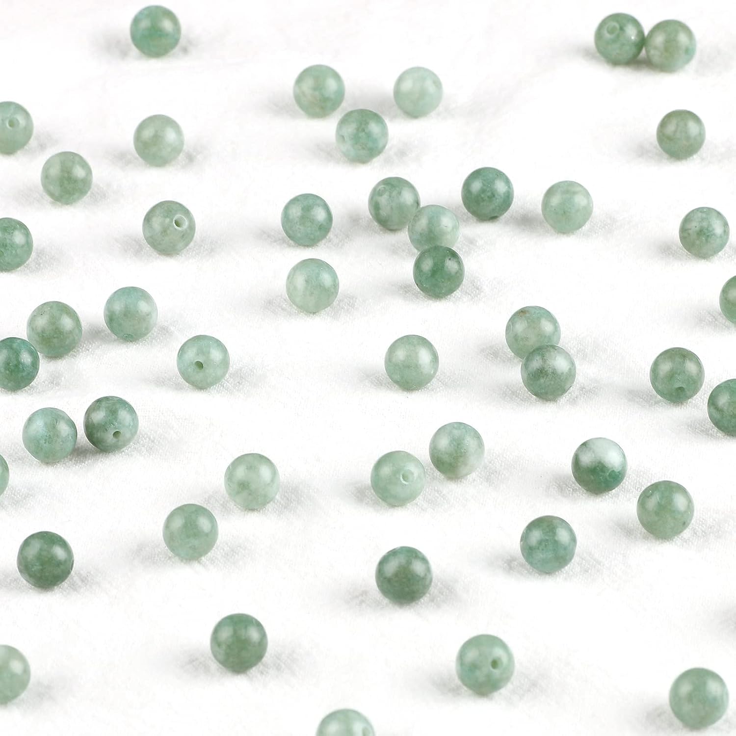 NITOPUPU 100Pcs 8mm Natural Smooth Burmese Jade Beads Round Loose Gemstone Stone Beads for Jewerly Making with Crystal Stretch Cord Burmese jade 8mm