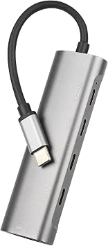 Coverzone Macbook Charging Compatible Type-C Supported 60W Pd Charging Compatible for All Computers 5 in 1 Hub Converter Converter Multiplexer C268 with USB Typec Input