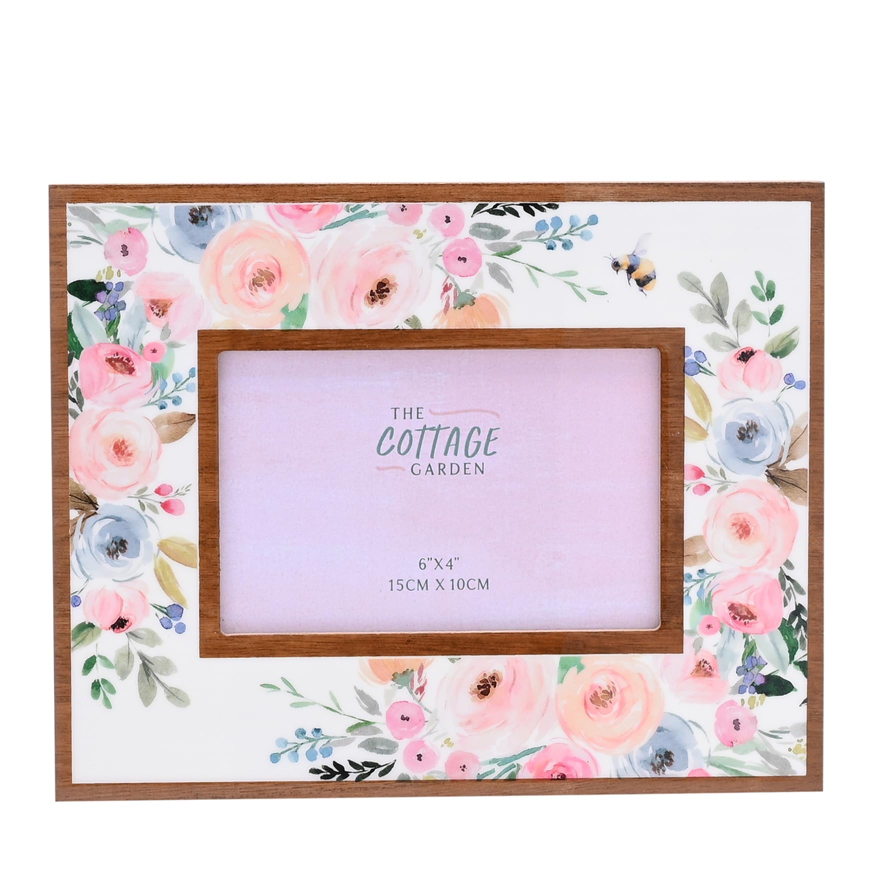 The Cottage Garden - Layered Floral Photo Frame - 6″ x 4″ - Single Horizontal Aperture Picture Frame - Easel Back - Easter/Spring Theme Gifting & Homeware - H: 20c x W: 25cm.