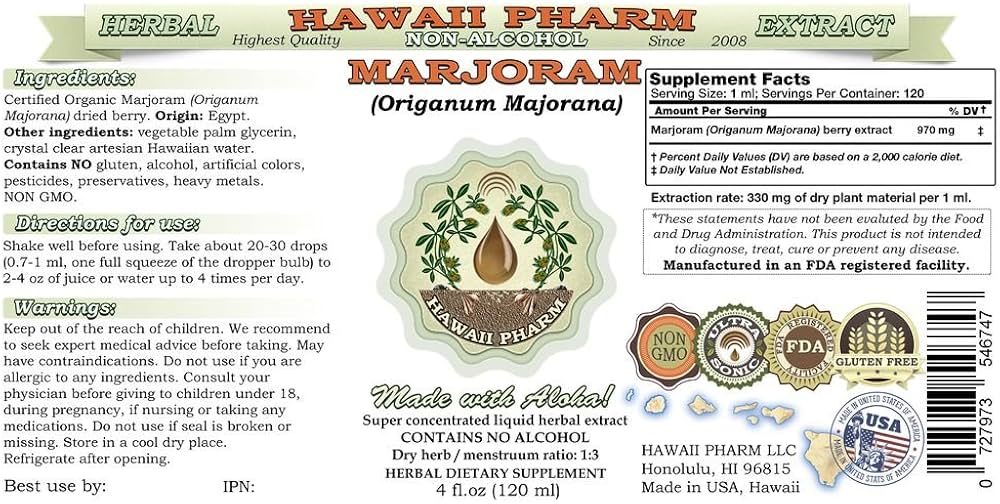 Marjoram (Origanum Majorana) Tincture, Organic Dried Berry