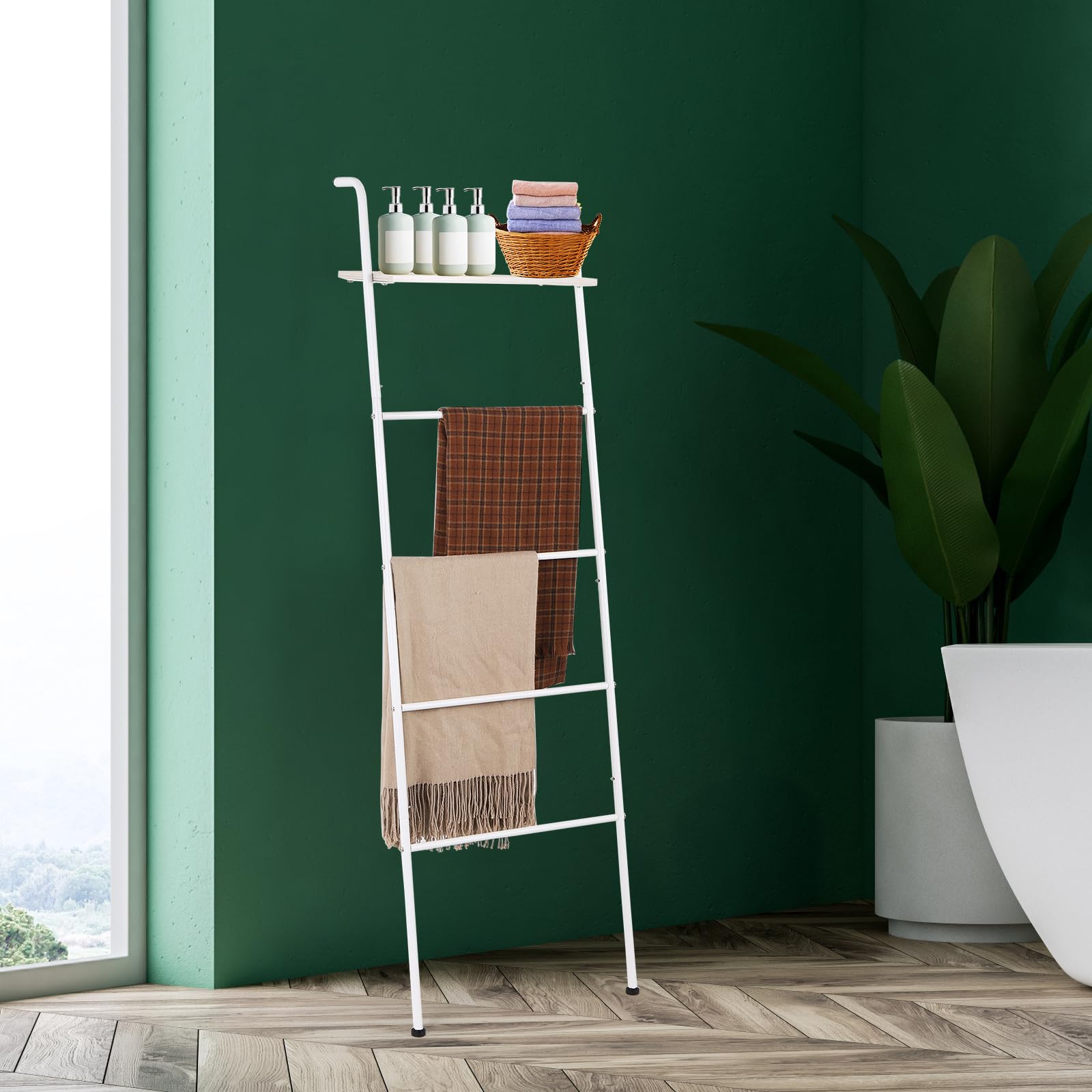 MSV - Porte-serviettes échelle 5 niveaux en bambou noir - Dimensions 40