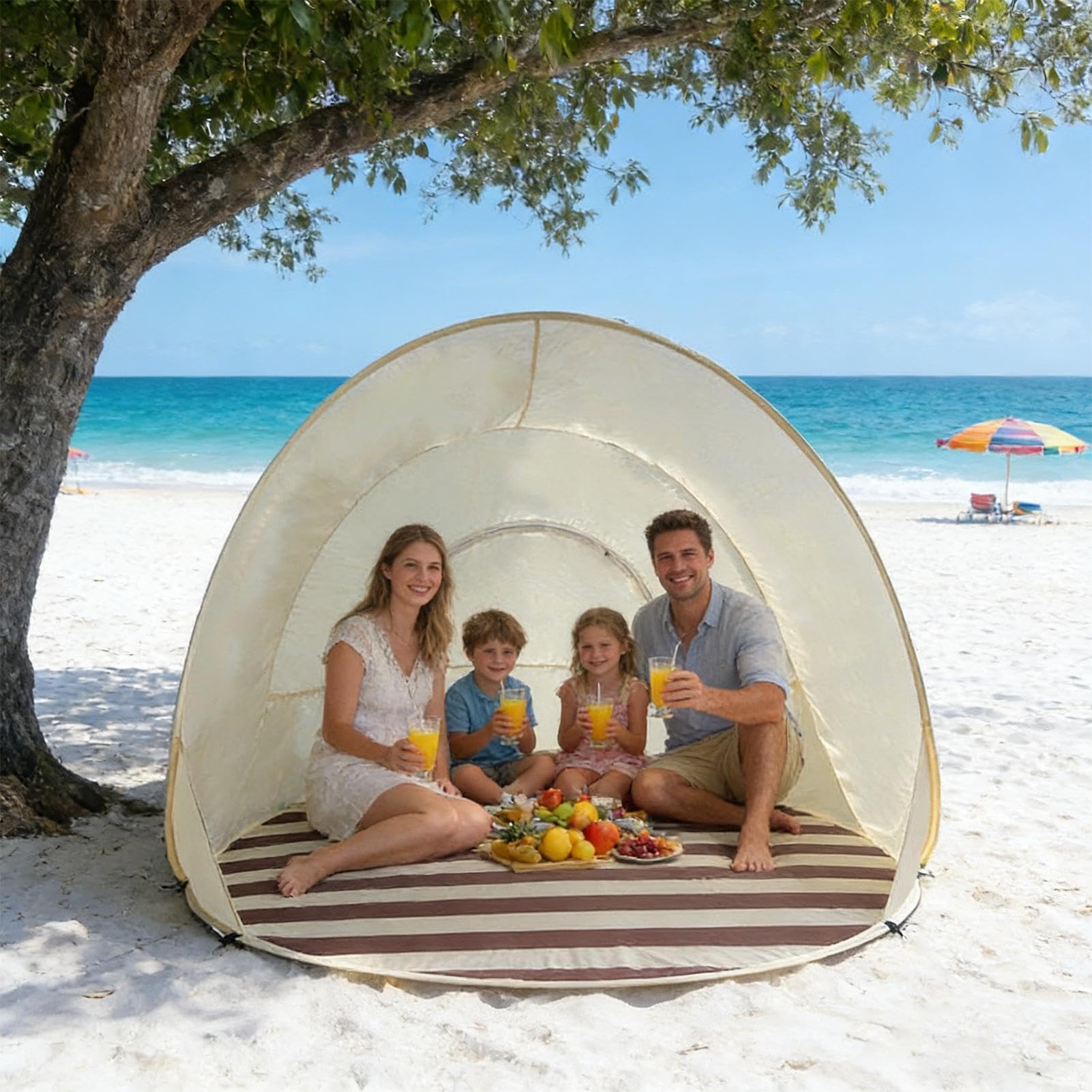 Pop-Up Beach Tent, Tienda Plegable para Playa, Ligera Protección UV Tiendas De Playa Sombra Sol, Fácil De Montar Portátil Sombra Playas Tiendas De Campaña, para Exteriores Jardín Picnic Camping