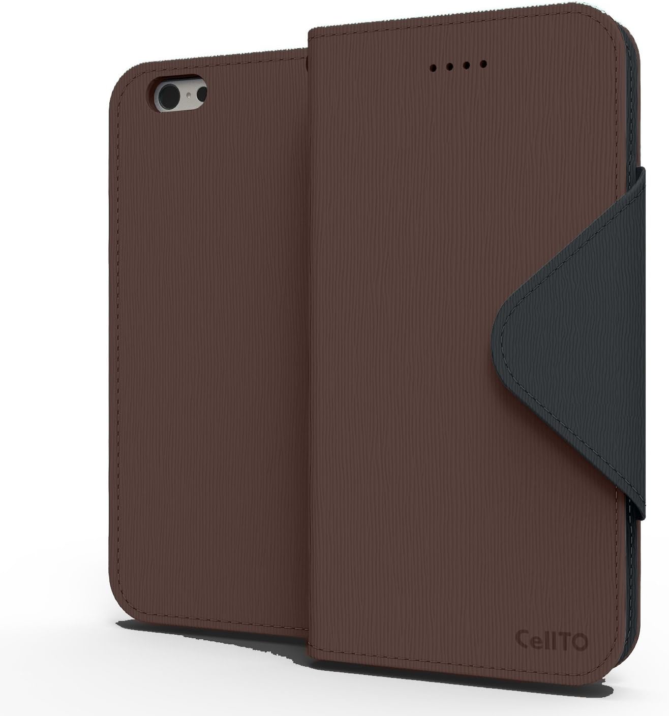 iPhone 6S Plus Case, Cellto PU Leather Wallet Cover Stand and Reversible Magnetic Flap Flip Cover for iPhone 6 Plus (2014) / 6S Plus (2015) - Dark Brown/Black