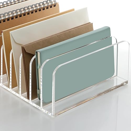 Miniatura 9 de SANRUI Organizador de correo de escritorio transparente, 9 compartimentos, clasificador de documentos de oficina, soportes de almacenamiento de