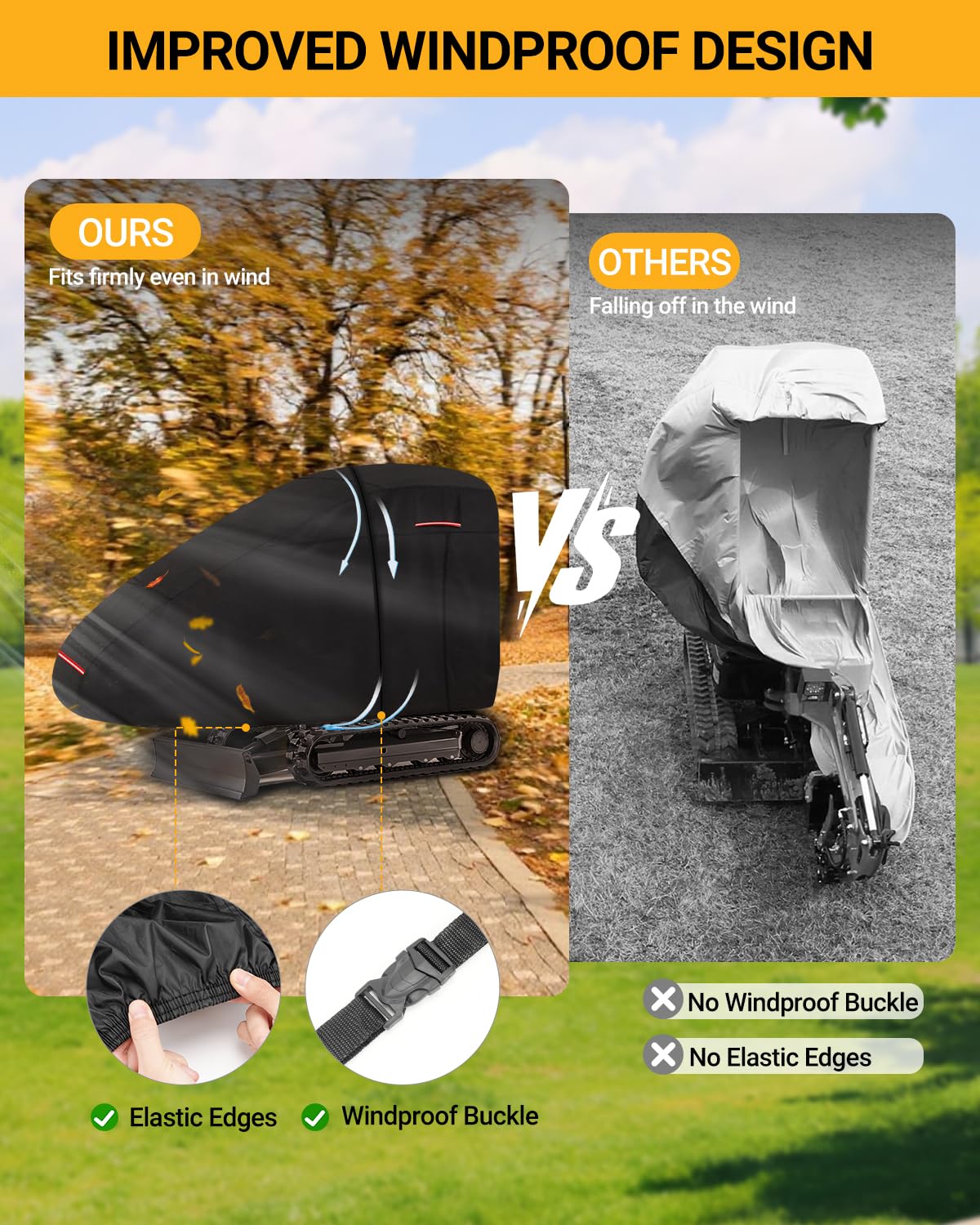 Cubierta Mini Excavadora Funda para Excavadora Cubierta Protectora para Miniexcavadora Protección UV contra La Lluvia con Tira Reflectante Hebilla a Prueba de Viento y Cremallera 300x160x74cm