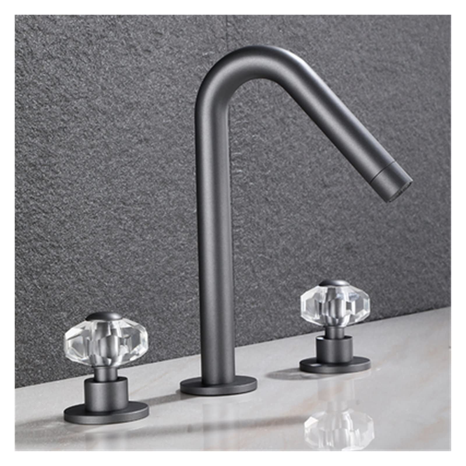 Robinet d'évier en laiton gris mitigeur de salle de bain cristal