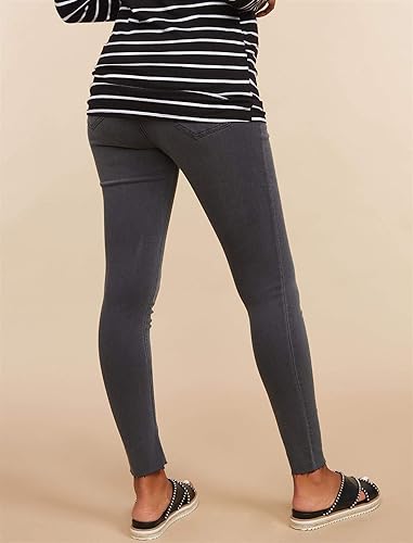 Miniatura 3 de Motherhood Maternity Jegging de mezclilla de maternidad para mujer, color azul índigo, ajuste secreto
