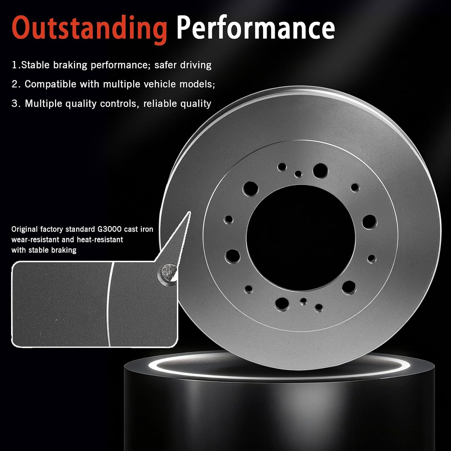 Rear Left & Right Disc Brake Drums Set Compatible with 2005-2023 Tacoma 3.5L 4.0L V6 2.7L L4, Replace BD920104 4243104060 4243104061