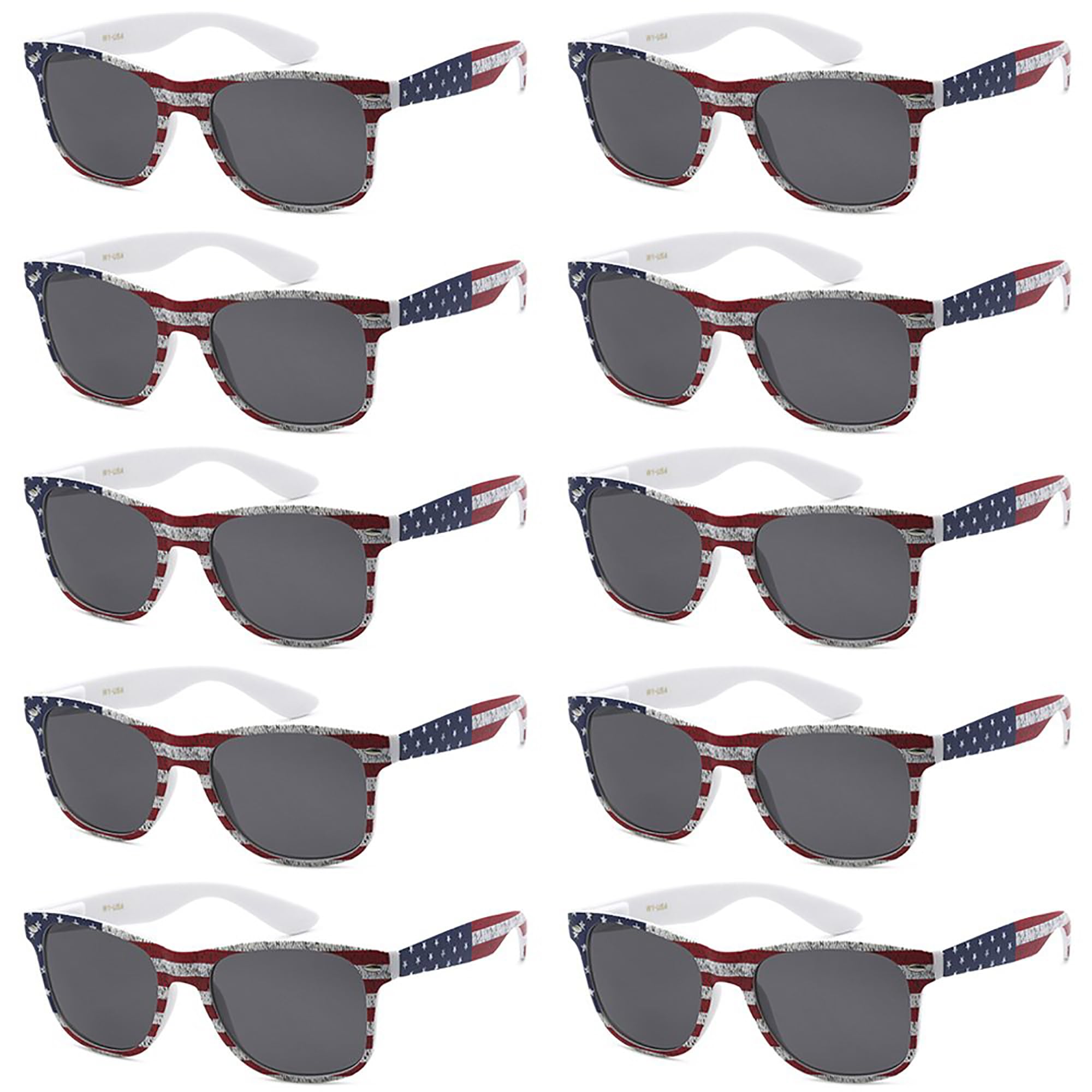 Wholesale Bulk Unisex 80's Retro 100% UV Sunglasses for Adults - 10 Pack - w/Flex Hinges