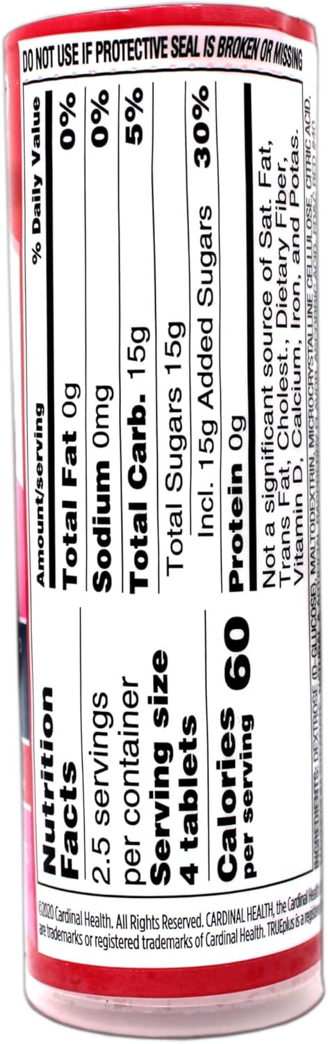 Leader Glucose Tablets, Fast Acting, Great Tasting, Fat-Free, Gluten-Free, Raspberry Flavor 50 Chewable Tablets with On-The-Go 10 Tablets Tube