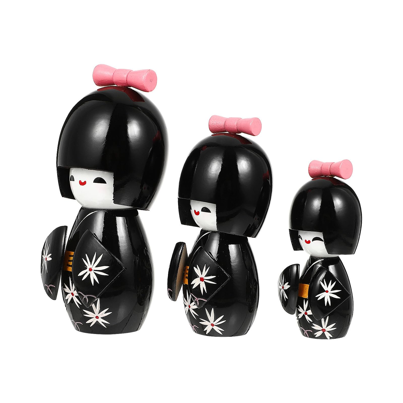 Figurines kokeshi japonaises artisanales en bois de prestige