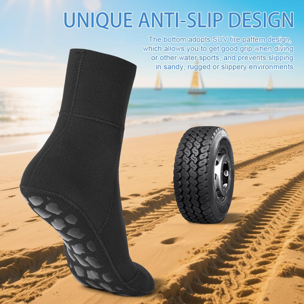 HOTUT Calzini in Neoprene,3mm Calzini per Immersione per Uomo e Donna,Calzari Beach Volley Calze da Acqua,Calze Termiche per Immersioni, Snorkeling, Nuoto