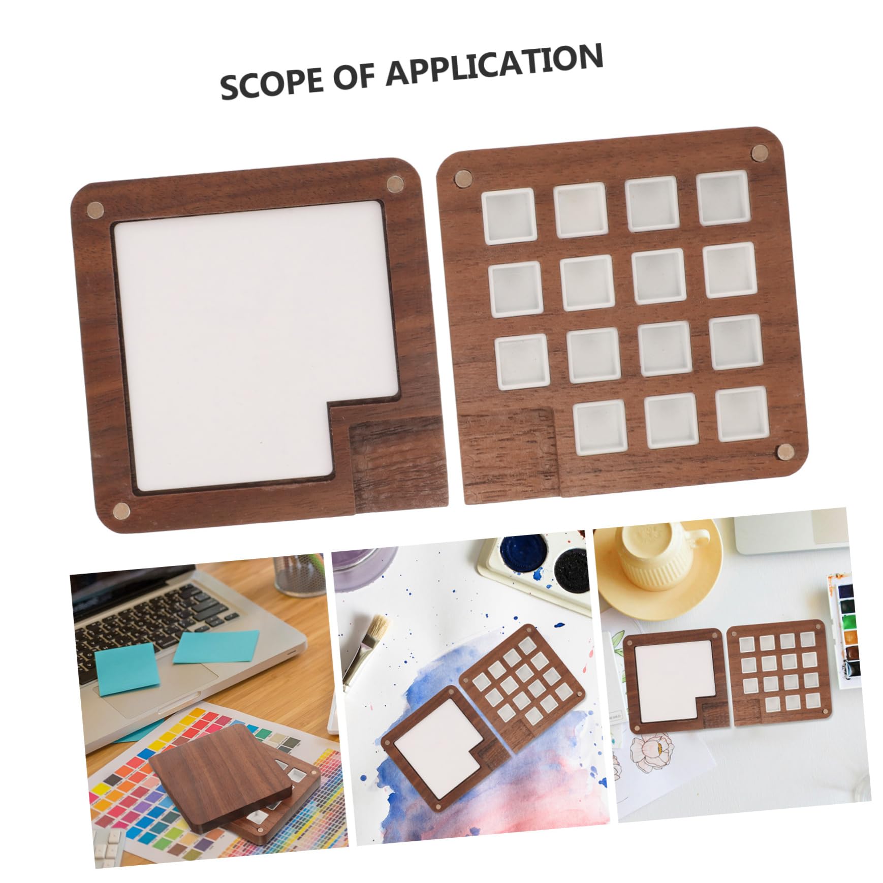 HOMSFOU 3 Stück Holz Pigmentmischbox Wasserfarben Palette mit Fächern für Künstler für Aquarell Öl und Gouachefarben Leicht zu Reinigen und Langlebig