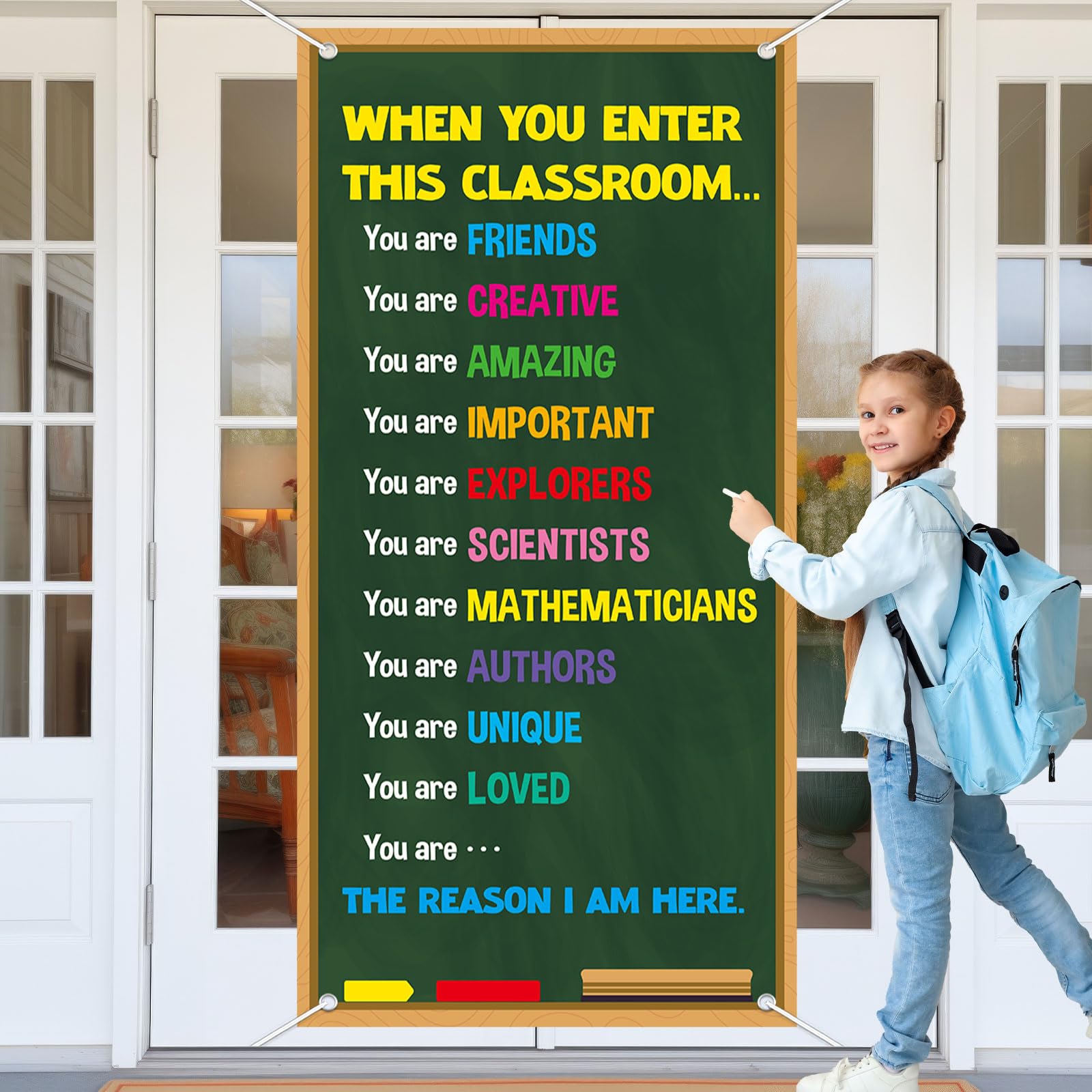 Wiooffen When You Enter This Classroom Door Cover Affirmation Station Empowerment Door Decor Back to School Front Door Porch Sign Motivational Hanging