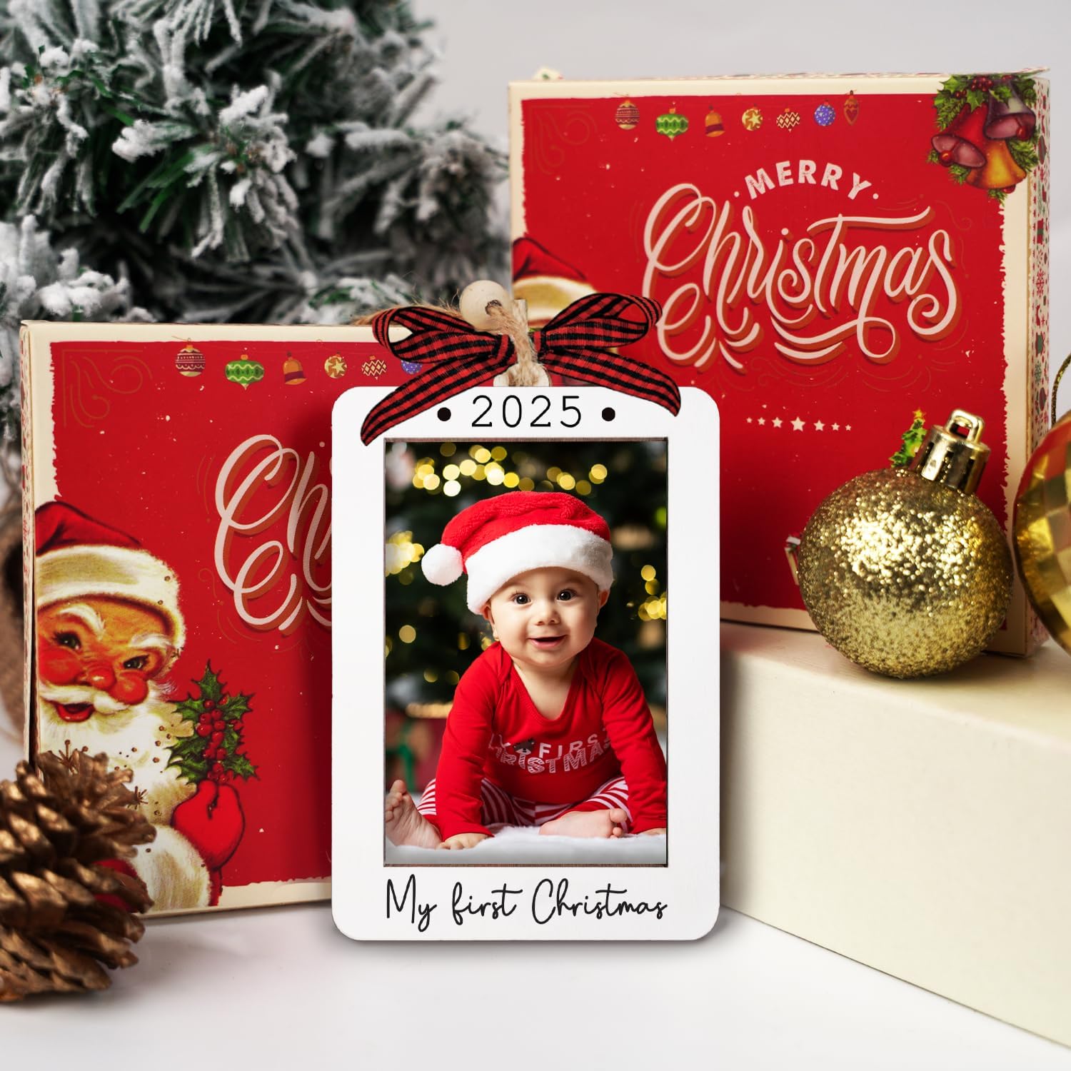 Babys First Christmas Ornament 2025 Girl And Boy - Mini Portrait Picture Frame Ornaments For Tree - My First Christmas Ornament - Photo Frame Ornaments - Baby's First Christmas Gifts 2025 - Image 6