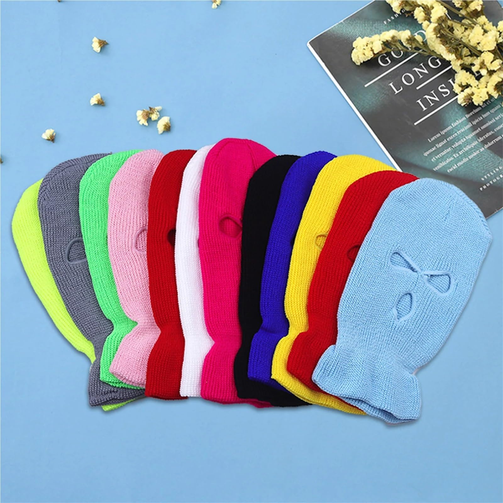 2 Gorros de esquí con 3 Agujeros for Toda la Cara, Resistentes al Viento, Punto, cálidos for Invierno, Unisex para Esquí Ciclismo