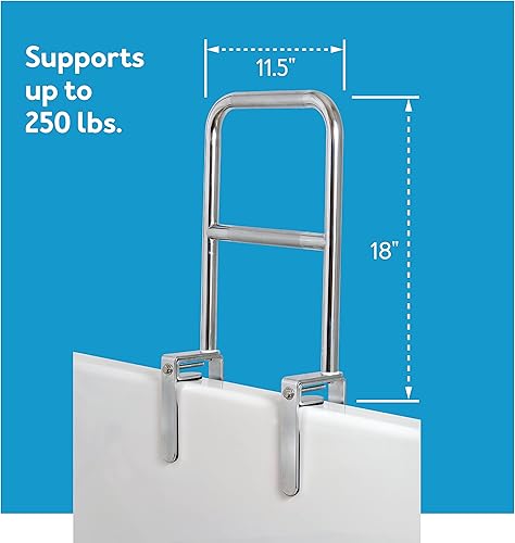 Vista 27 de Carex Riel blanco para bañera, barras de agarre para baño, bañeras y duchas, barandilla de agarre lateral y soporte, mango de ducha y abrazaderas