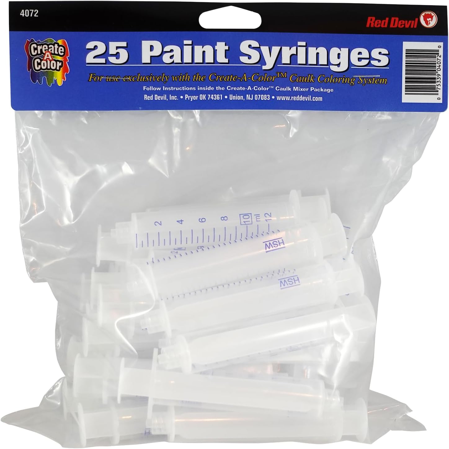 Red Devil 4072 Create-A-Color Syringes, Pack of 25