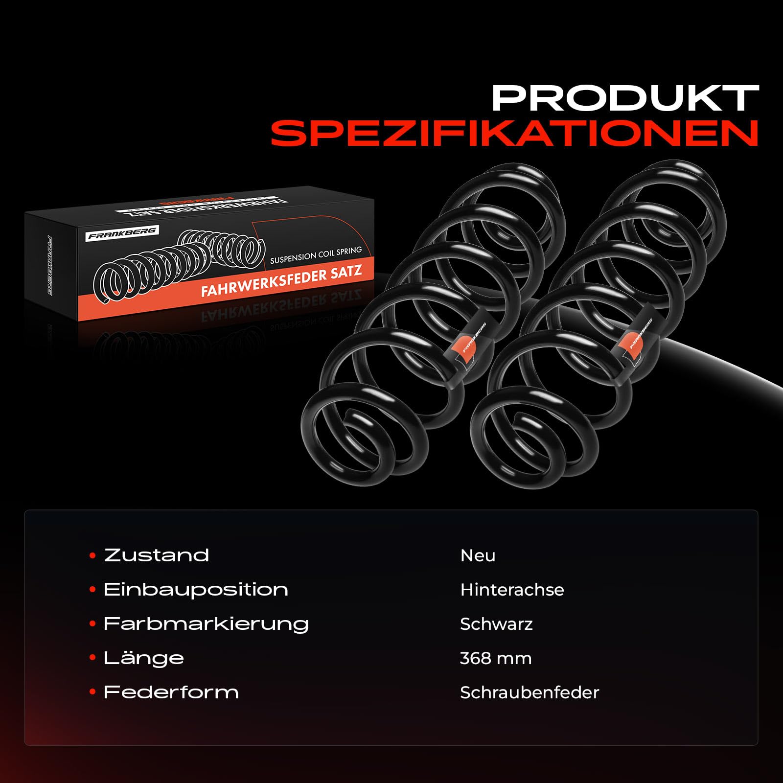 Frankberg 2x Fahrwerksfedern Hinten Für Volvo V70 II - Kompatibel 9492148