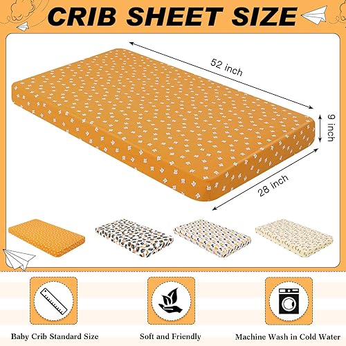 Miniatura 3 de Panelee 4 sábanas de muselina para cuna, para niños y niñas, sábanas para cuna de bebé de 28 x 52 pulgadas, sábana de bebé cómoda de algodón suave y