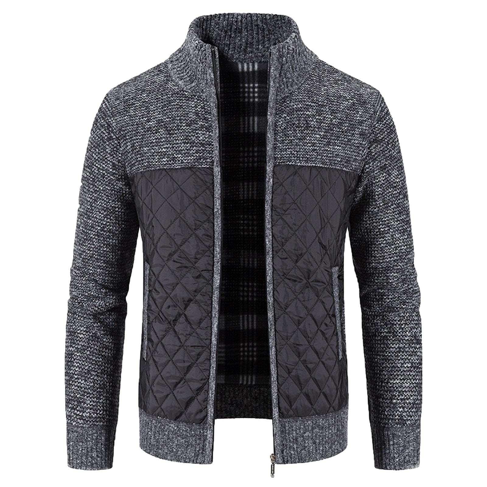 Cardigan Sweaters for Men,Mens Zipper Cardigan Sweater Mens Casual Slim Full-Zip Solid Thick Knitted Outerwear Winter-image-27