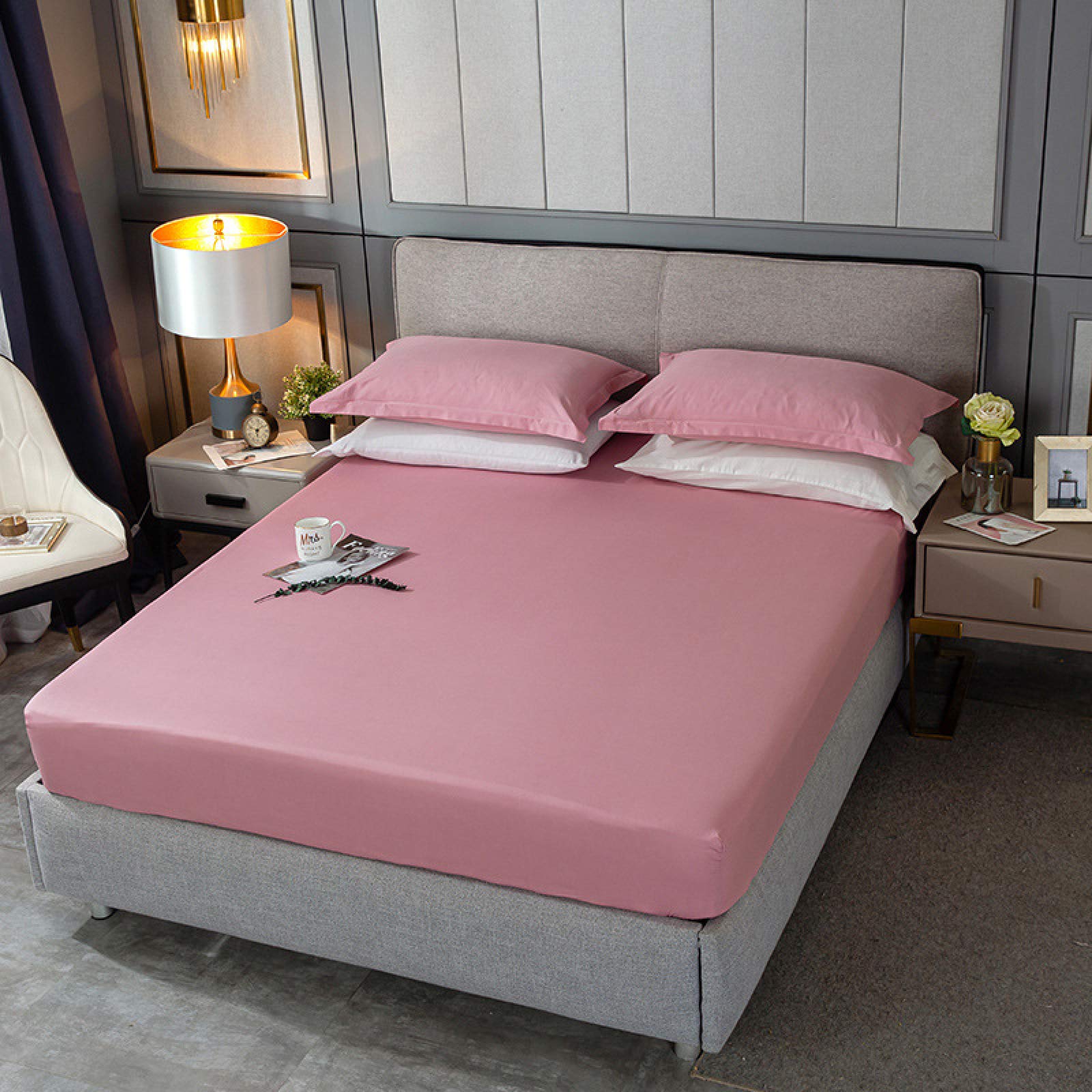 HAIMA Comfy Night Flannelette Sheet Double size Fitted-Sheet, Flat Sheet, Bed Sheet Set,120x200cm+30cm,Pink 01
