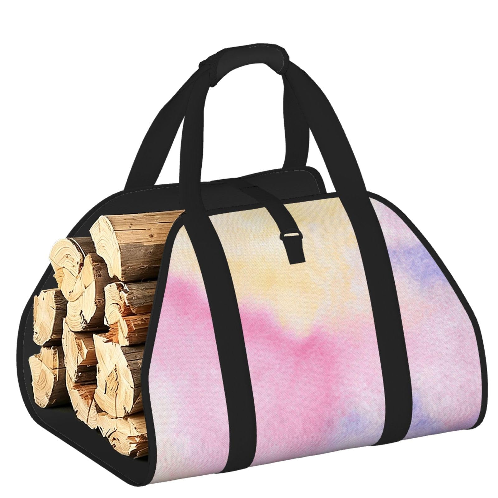 Pphgut Black Rainbow. Print Firewood Bag Wood Carrier Transport Sack Camping Picnic Storage Daily Home