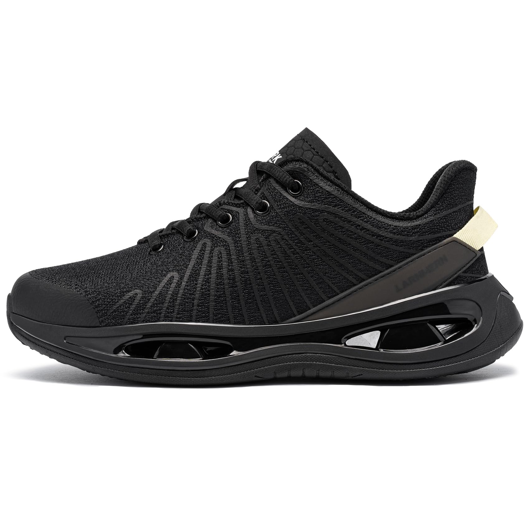 LARNMERN Chaussures de Securite Femmes Legere Amorti Confortable Embout Protection Acier Respirabilité Chaussure de Travail Mode Basket Securite Noir A 38EU