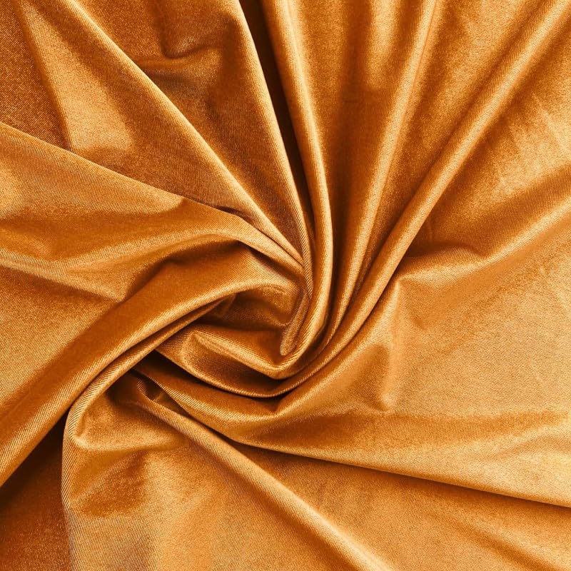 EU Fabrics Velvet Velour Spandex Fabric | Soft Furnishing Stretch Material for Dressmaking, Costumes and Displays | Breathable Crushed Velvet Craft Fabric by The Metre (Gold, 1 Metre x 147cm)