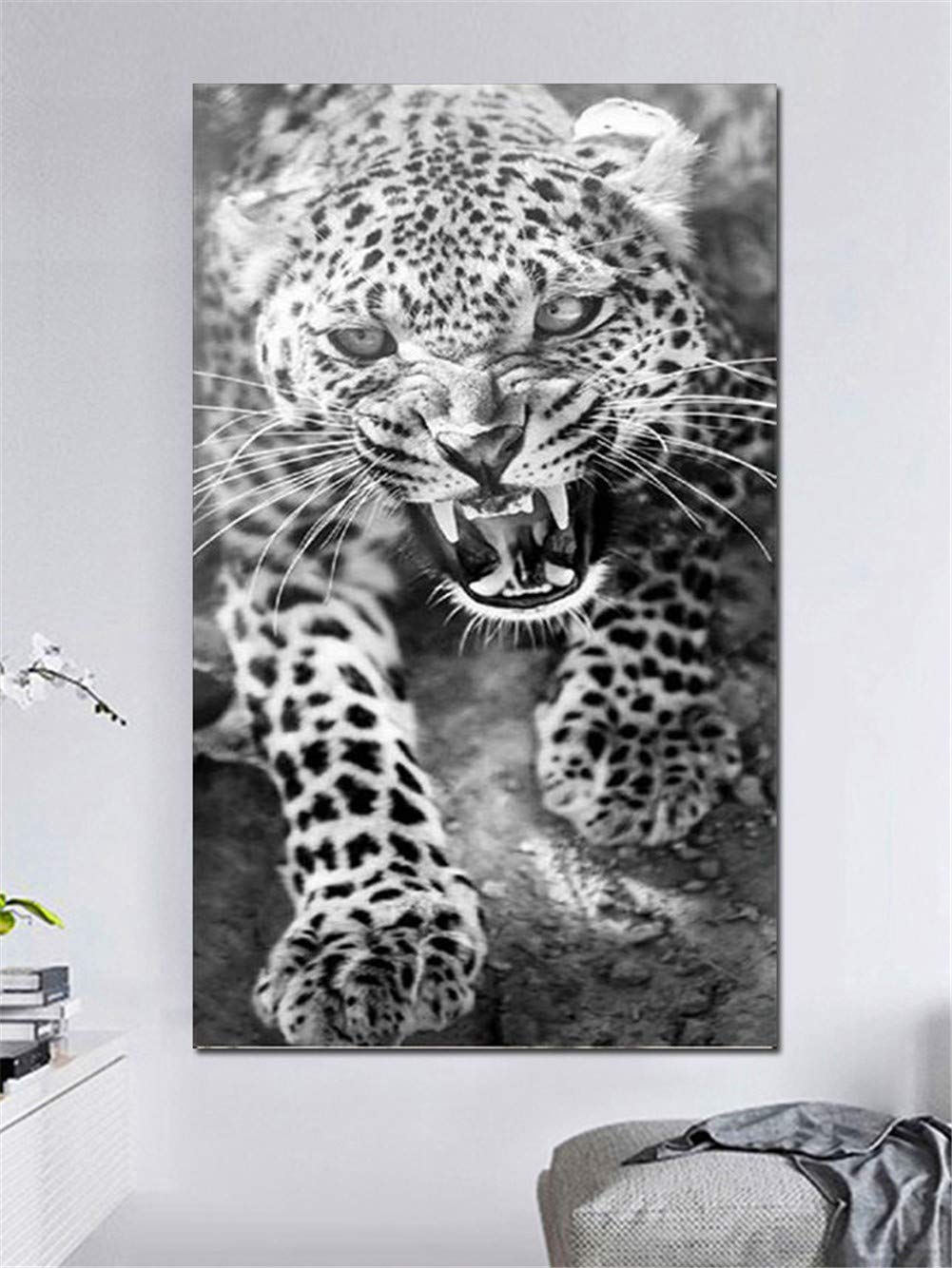 N / A 5D "zrób to sam" malarstwo diamentowe dla dorosłych, kompletny leopard, 80 x 160 cm, obraz diamentowy, kryształ, stras, haft krzyżykowy, zestaw do haftu, duży diament, sztuka rzemiosło, dekoracja ścienna