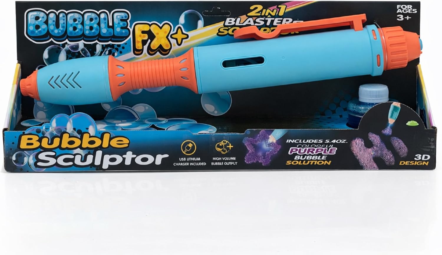 Mindscope BubbleFX LED Light Up Bubble Sculptor Pen (Blue/Orange)