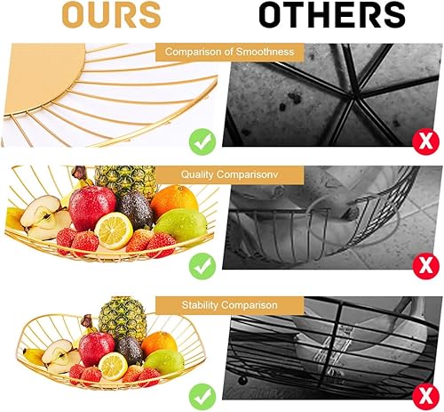 Miniatura 5 de LINXIU Cesta de frutas de alambre de metal, cuencos de frutas para decorar la encimera de la cocina, tazón, almacenamiento de verduras, soporte para