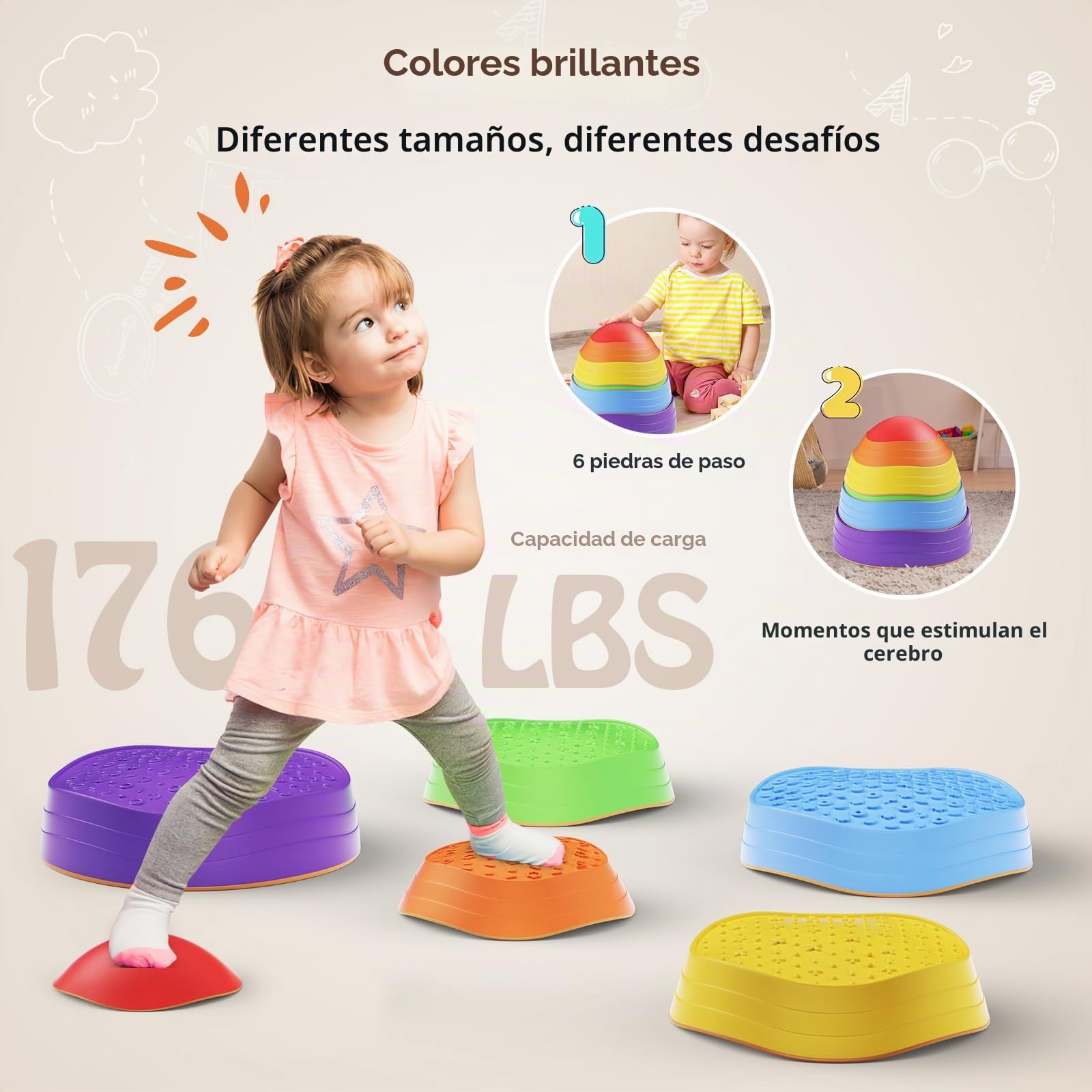 Piedras de equilibrio para niños juego de apilamiento 6 piezas