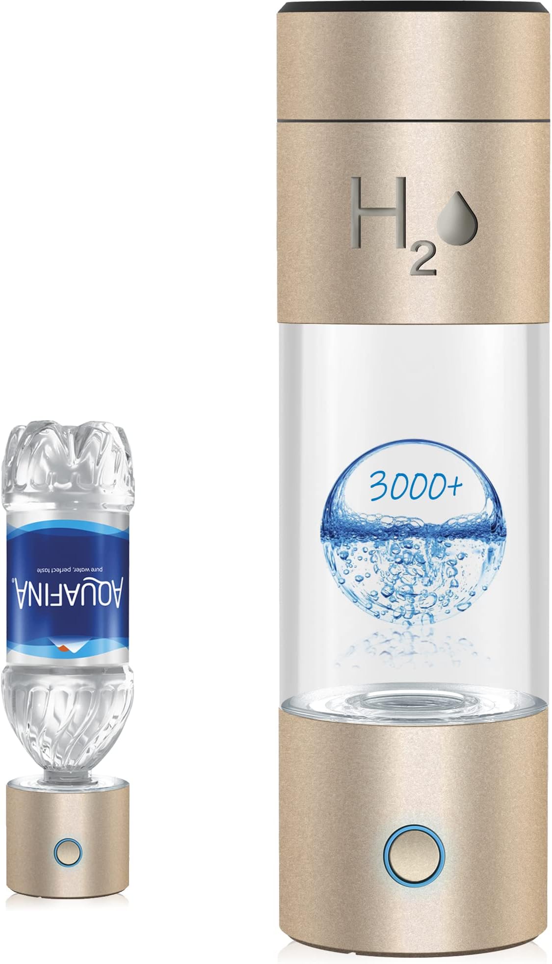 Plafnio Premium Hydrogen Water Machine Bottle Generator, High-Concentration Up to 4500ppb with Metal Body, SPE PEM Dual Chamber Ionizer