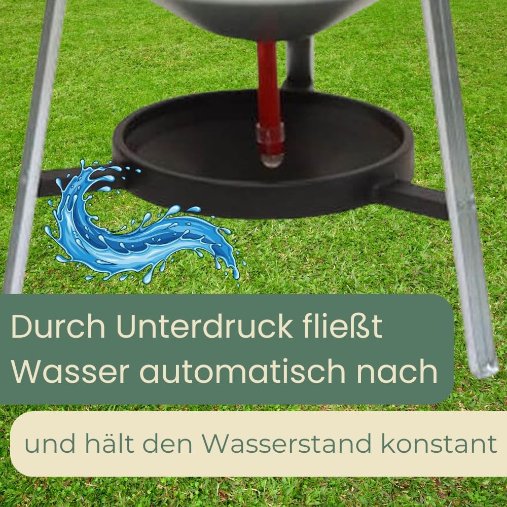 Siphontränke Metall 30 L Automatische Wasserversorgung Hühner Zubehör Wassertränke Hühner Wasserspender Hühnertränke Groß Geflügeltränke Mit Füßen