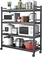 Vista 1 de Shelves Kitchen Organizer Shelf, Metal Frame Microwave Oven Stand Multifunctional Kitchen Storage Rack Inrial Vintage Style Kitchen Serving Trolley