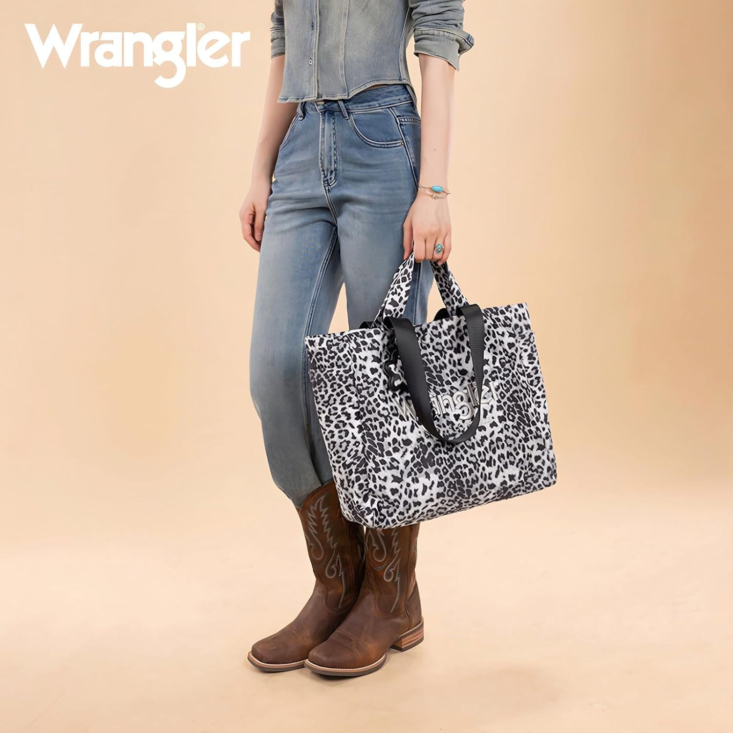 Montana West Wrangler Large Tote Bag for Women Designer Leopard Print Purse for Travel Work Gym - Image 2