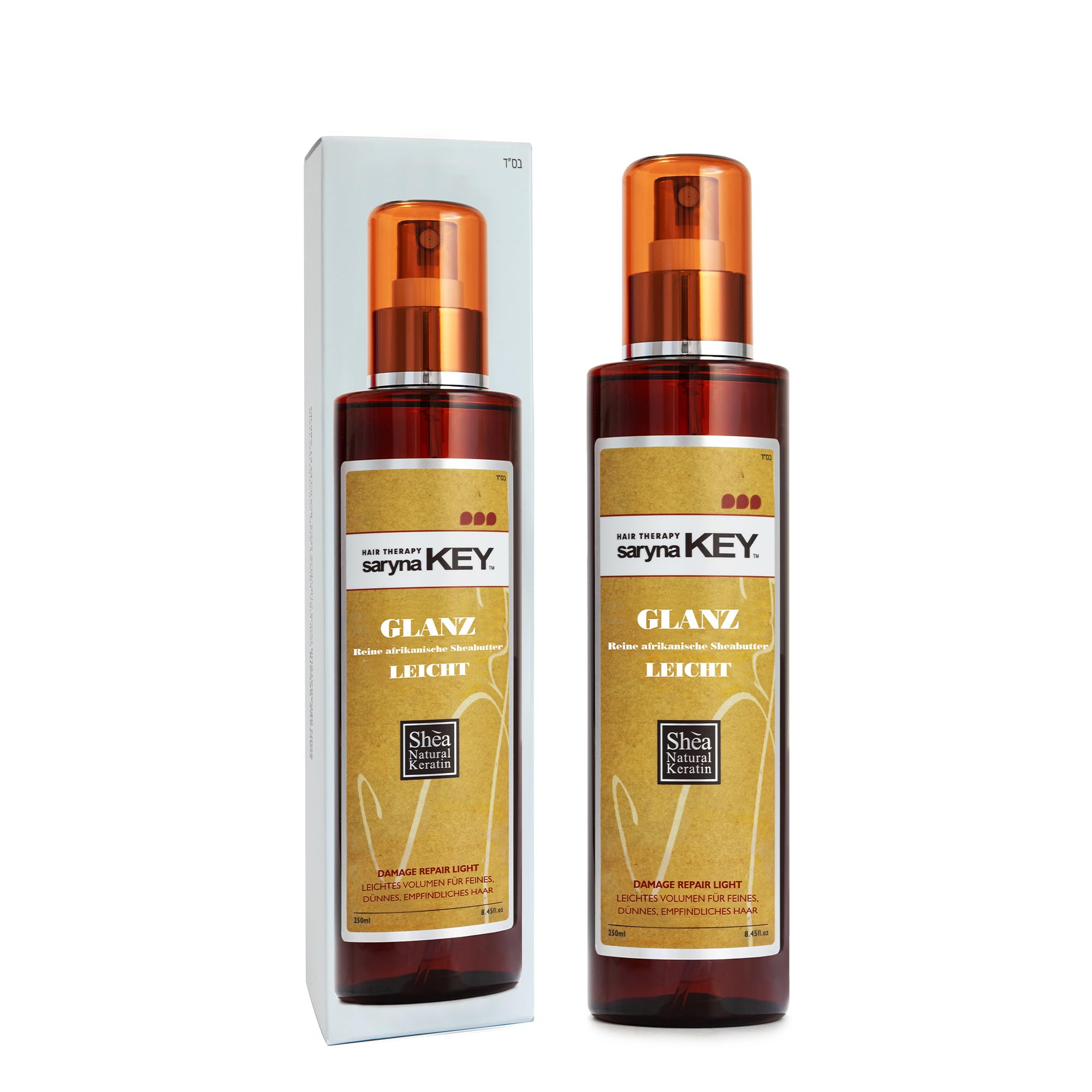 Saryna Key Damage Repair LIGHT Spray Gloss Brillant - For Fine, Thin & Fragile Hair Lightweight Volume with Pure African Shea Butter 250ml I 8.45fl.oz'