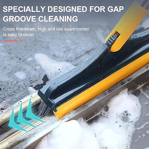 Miniatura 4 de Cepillo de limpieza 2 en 1 con mango largo resistente, potente cepillo de ducha y raspador 2 en 1 con rascador suave, cepillo de cerdas en forma de