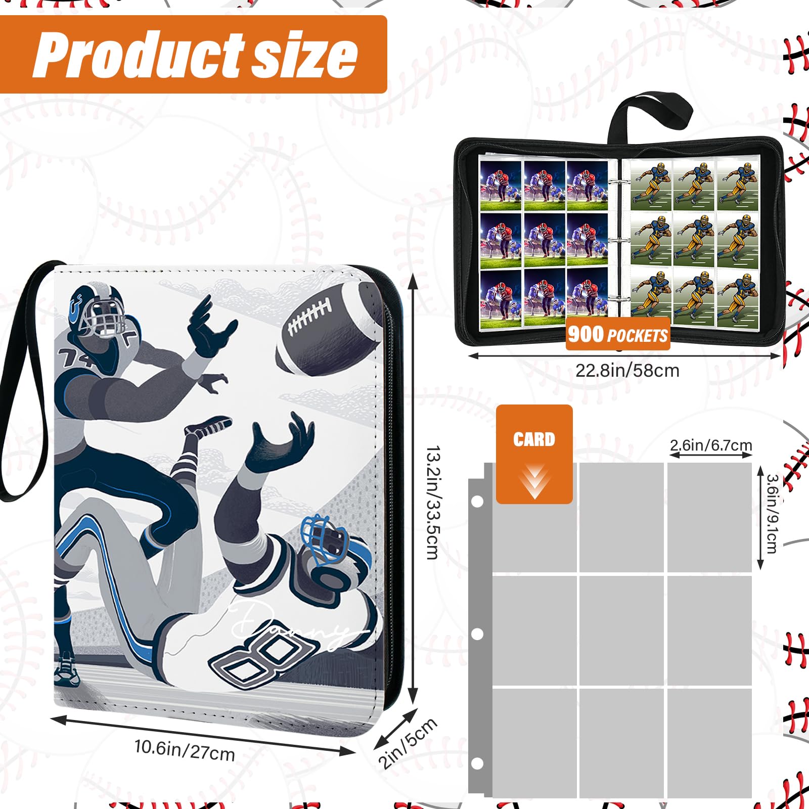 Amazon.com: Custom Sports Card Binder DIY Design Trading Card Binder  Collectible Game Card Albums with 50 Sleeves Protectors Storage for Baseball  Cards Storage Organizer Gift (Custom, L(900pockets)) : Toys & Games