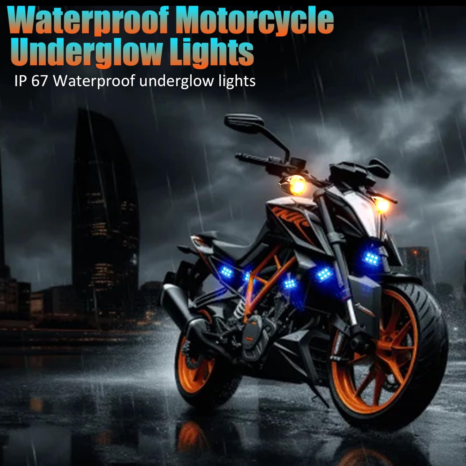 Motorcycle RGB Lights Underglow Kit 12 Pod with Smart Brake 12V Waterproof Neon Glow Enhanced Night Riding Safety for Harley Kawasaki Suzuki Indian All Motor