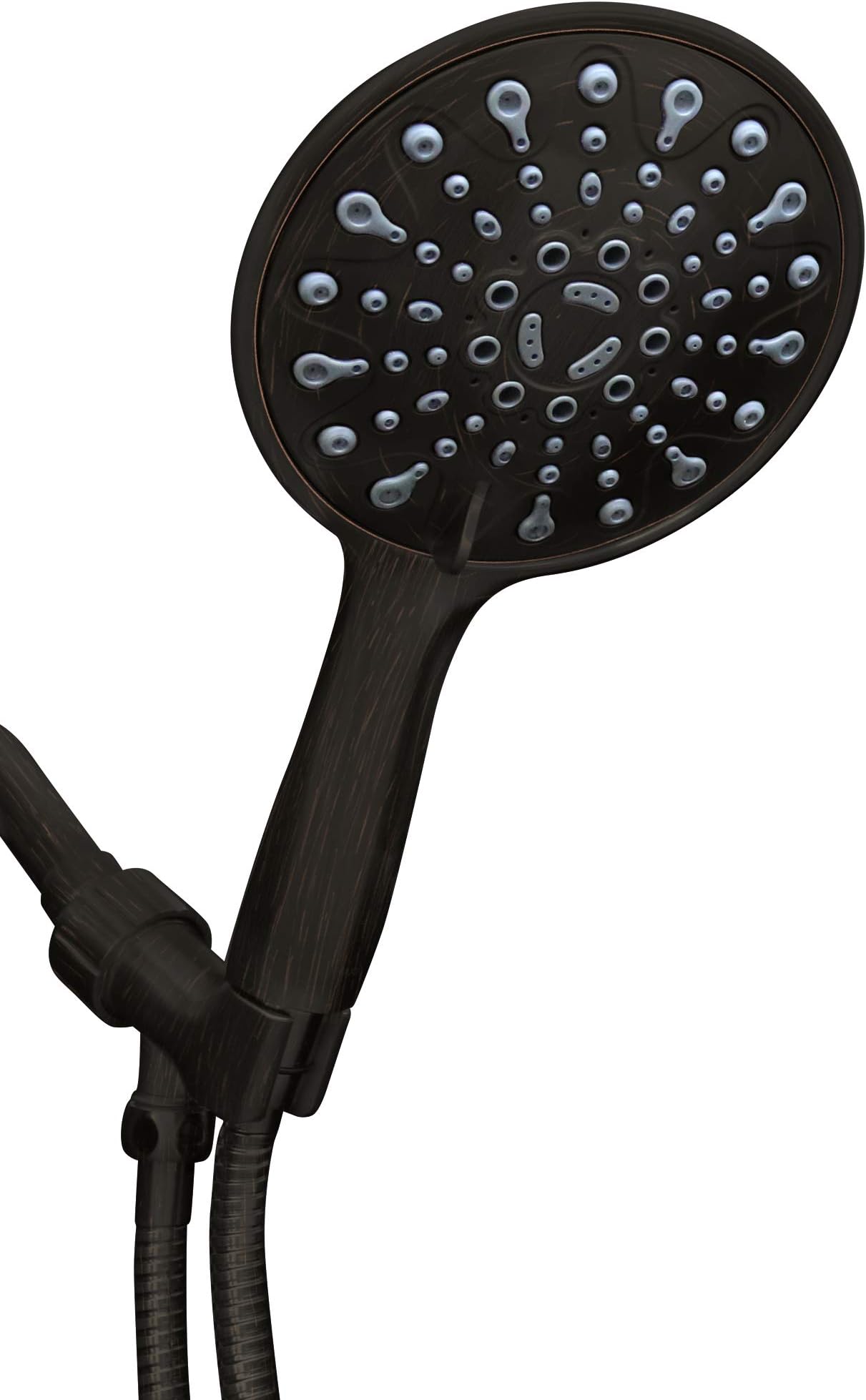 Elite: Bronze Finish Hand Held Rain Shower Head, Large 6 inch 6 Spray Settings Handheld Rainfall Showerhead with Long Stainless Steel Hose, Enjoy Comfort and Elegance (Oil Rubbed Bronze)