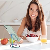 Vista 26 de Paquete de 2 soportes para teléfono celular para escritorio, bonito soporte de metal dorado para teléfono celular, accesorios de escritorio