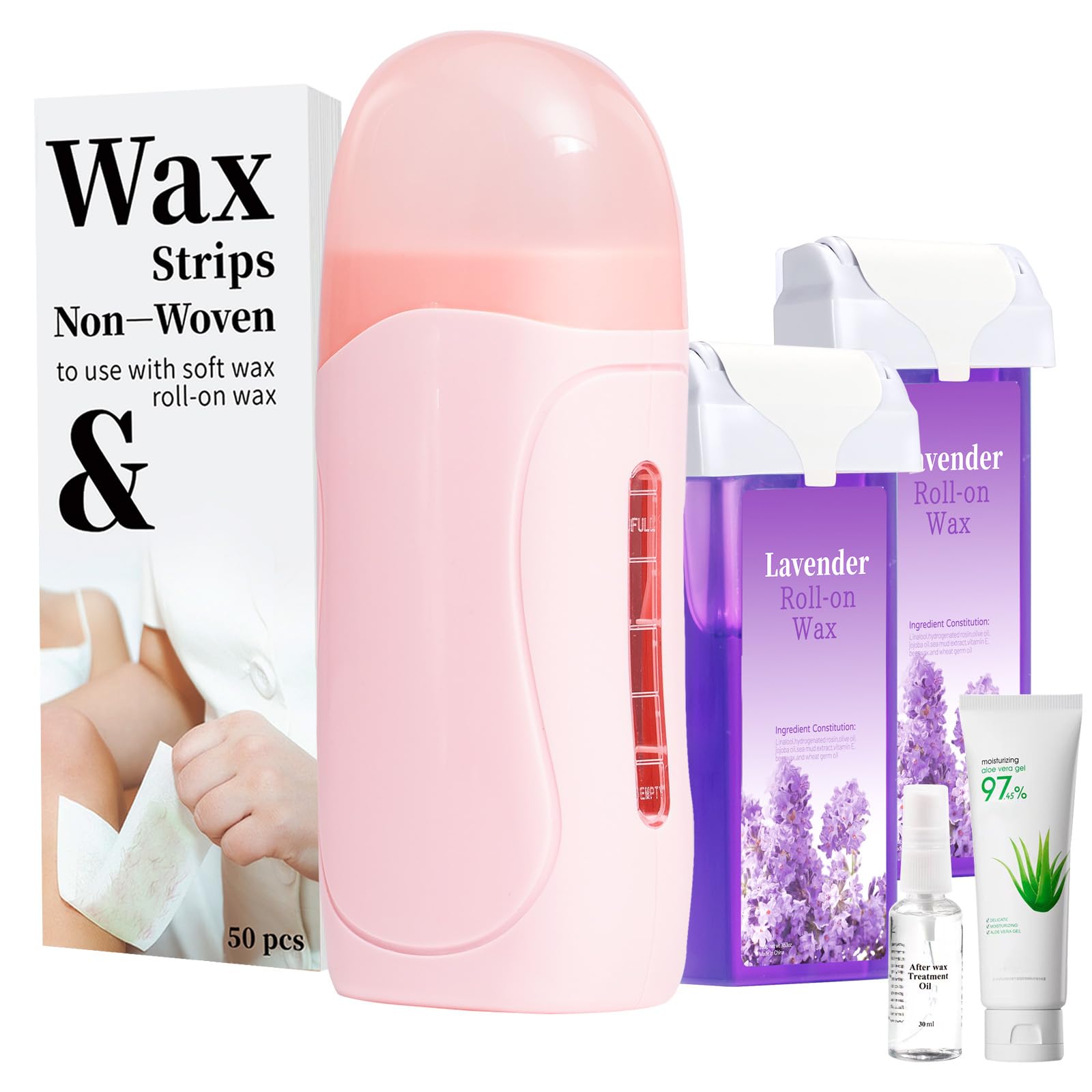 Roll on Wax Kit,Wax Kit with No Burns,Wax Roller Kit for Sensitive Skin Hair Removal,Easy Waxing Kit for Women and Men,Suitable for Beginners Waxing at Home