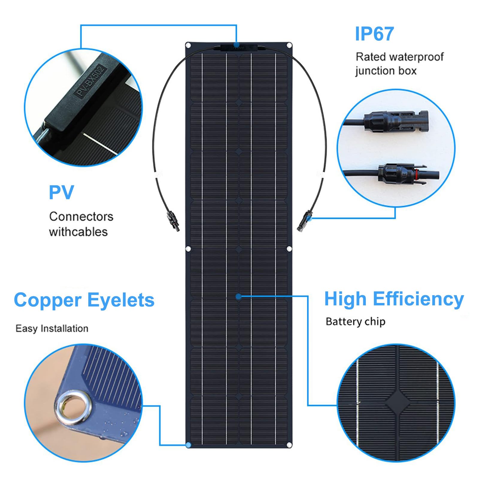Pannello Solare 200W 12V 2 Pezzi Pannelli solari Pieghevoli Semi-Flessibili monocristallini Leggeri con Controller per Auto Yacht Batteria Barca Camper RV