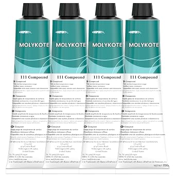 4pcs Molykote 111 Compound Valve Lubricant and Sealant 150g 5.3oz, Silicone Grease for O-Rings, Plug Valves, Seal & Protect Rubber & Plastic Components, Water Resistant, Low Volatility