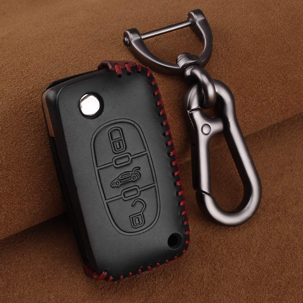 Keychain For Leather Car Key Case Cover For Peugeot 207 307 308 407 508 408 RCZ For Citroen C2 C3 C4 C5 C6 Picasso Fob Key Bag