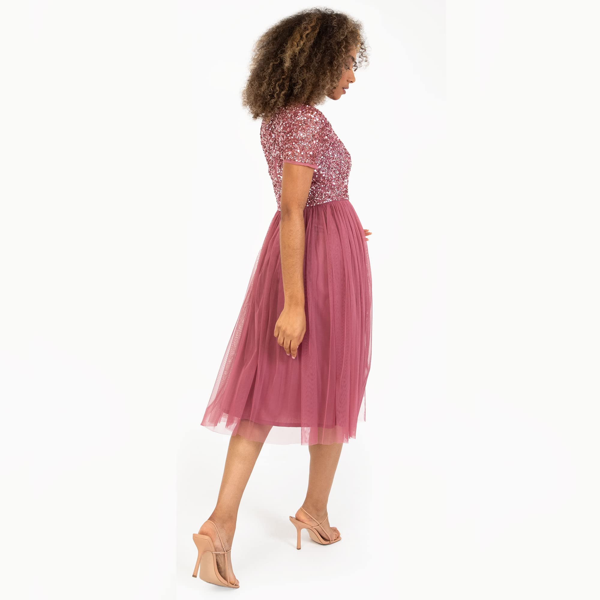 Maya Deluxe Damen Midi-Kleid mit V-Ausschnitt – Bild 6